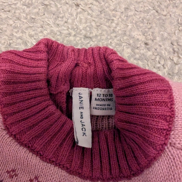 3 For $24 Janie and Jack Fuchsia and Navy Patterned Sweater - Picture 3 of 6